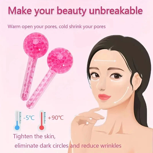 Ice Globes Gesichtsmassage | 2er-Set | Kühlende Kugeln für Gesicht & Augen