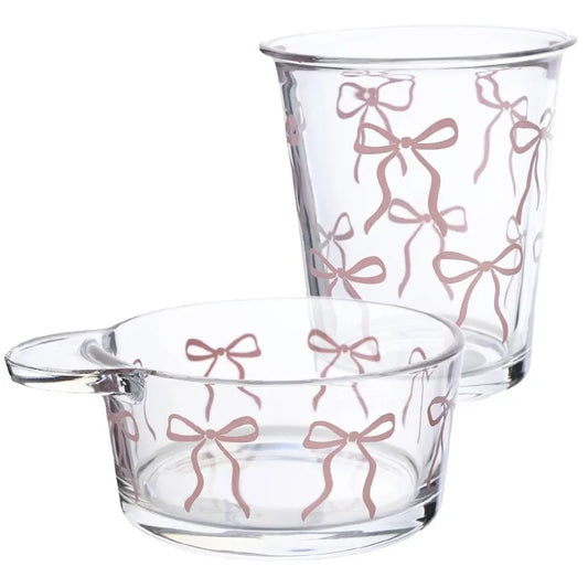Glastasse mit Schleife | 300–400ml | Kaffee, Espresso & Kaltgetränke | Vielseitig & Verspielt