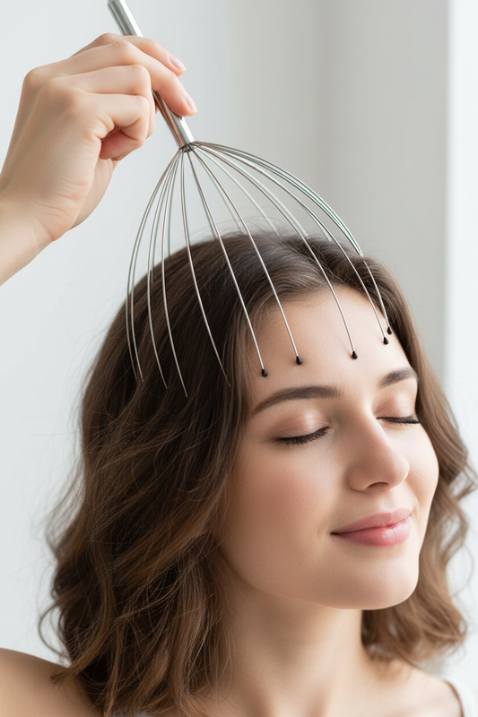 MONYA Kopfkratzer Pro | 20-Klauen Edelstahl Massager gegen Stress & Kopfschmerzen