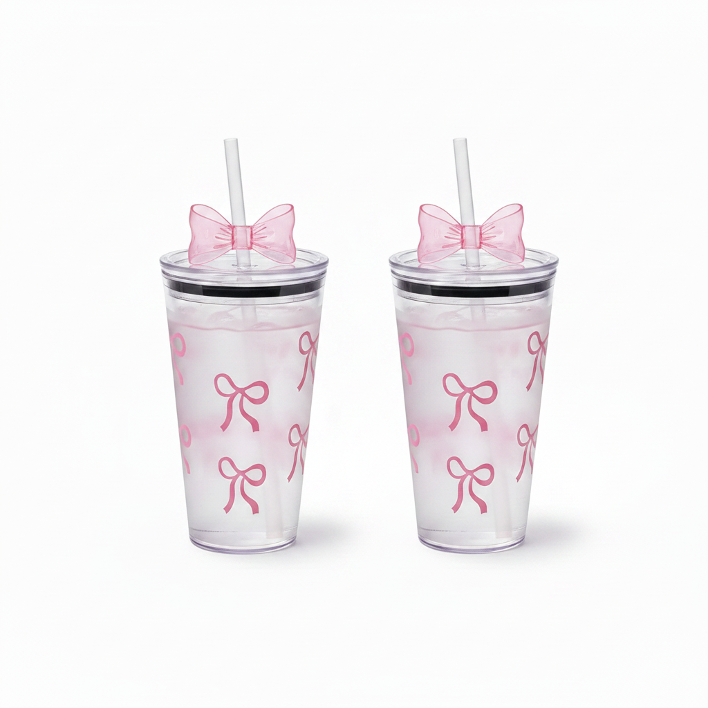 MONYA Bow Cup | Trinkbecher mit Schleife & Strohhalm – Dein täglicher Glow-up Begleiter