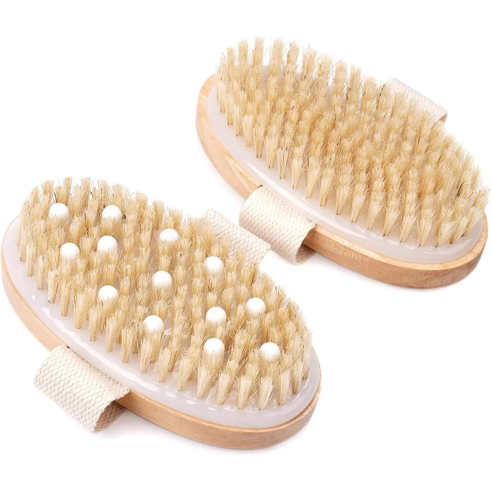 Dry Brush Körperbürste | Naturborsten & Massagenoppen für Lymphdrainage & strahlende Haut
