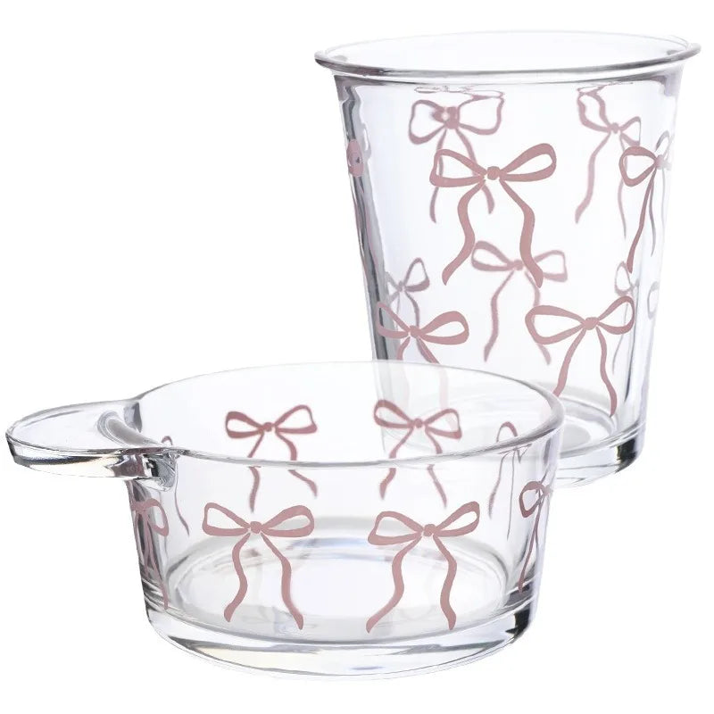 Glastasse mit Schleife | 300–400ml | Kaffee, Espresso & Kaltgetränke | Vielseitig & Verspielt