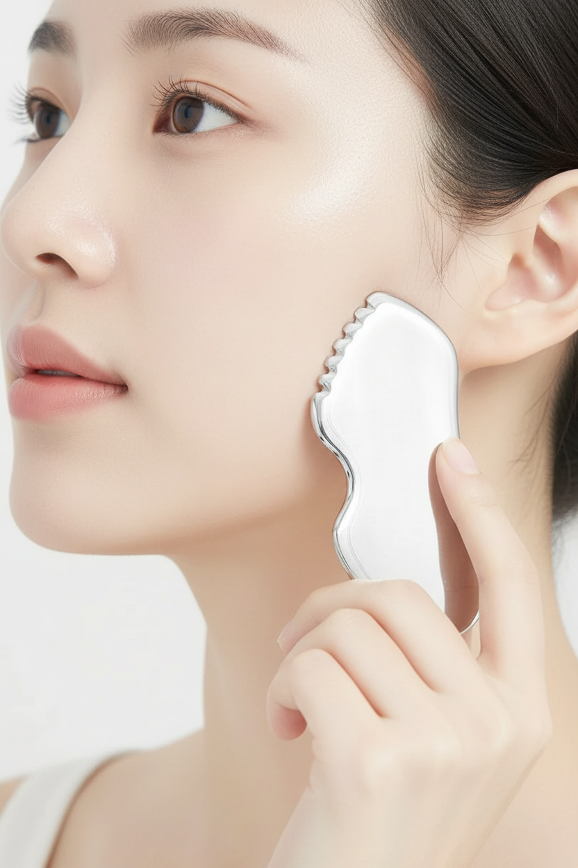 MONYA Metal Gua Sha | Edelstahl Facial Scraper für Jawline & Lifting