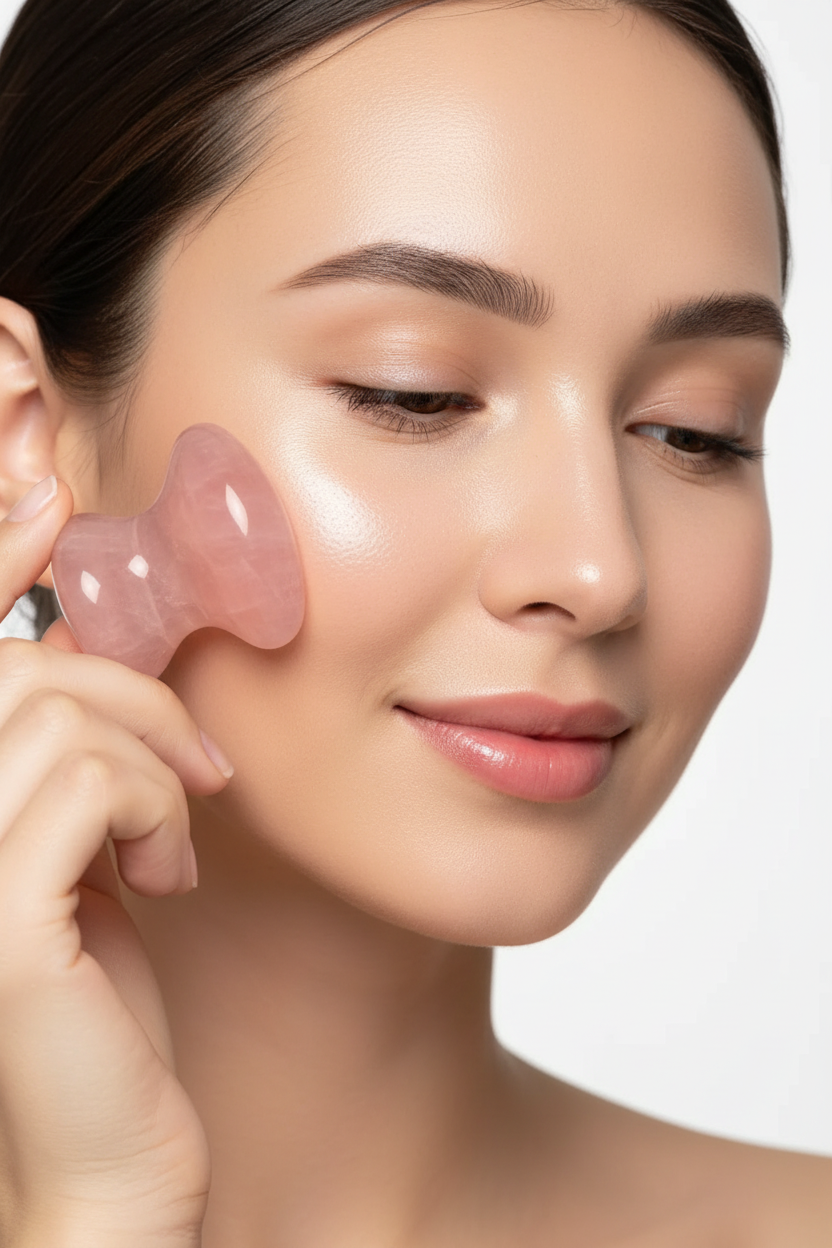 MONYA Mushroom Massager | Akupressur Gua Sha für Gesicht & Körper | Grau & Pink