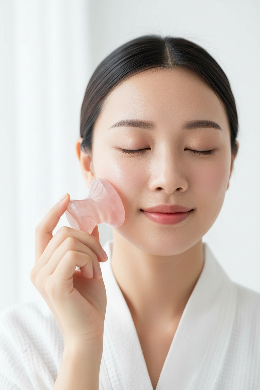 MONYA Mushroom Massager | Akupressur Gua Sha für Gesicht & Körper | Grau & Pink