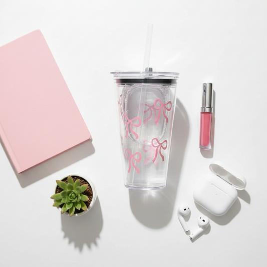 MONYA Bow Cup |  Trinkbecher mit Schleife & Strohhalm – Dein täglicher Glow-up Begleiter