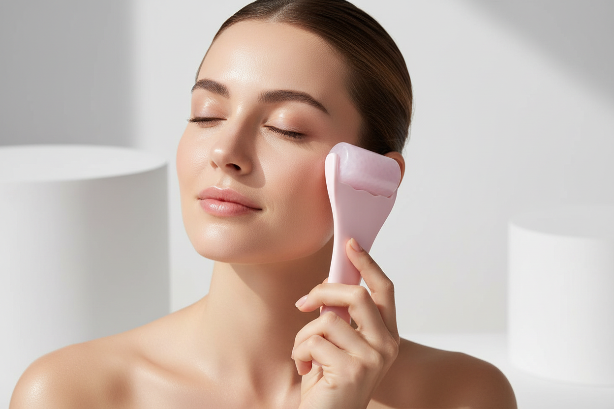 Ice Roller – Dein tägliches Cooling-Ritual für strahlende Haut | Rosa & Weiß