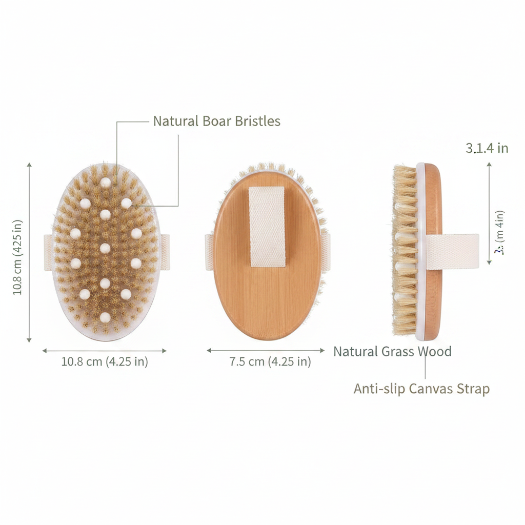 Dry Brush Körperbürste – Größendetails und Maßangaben