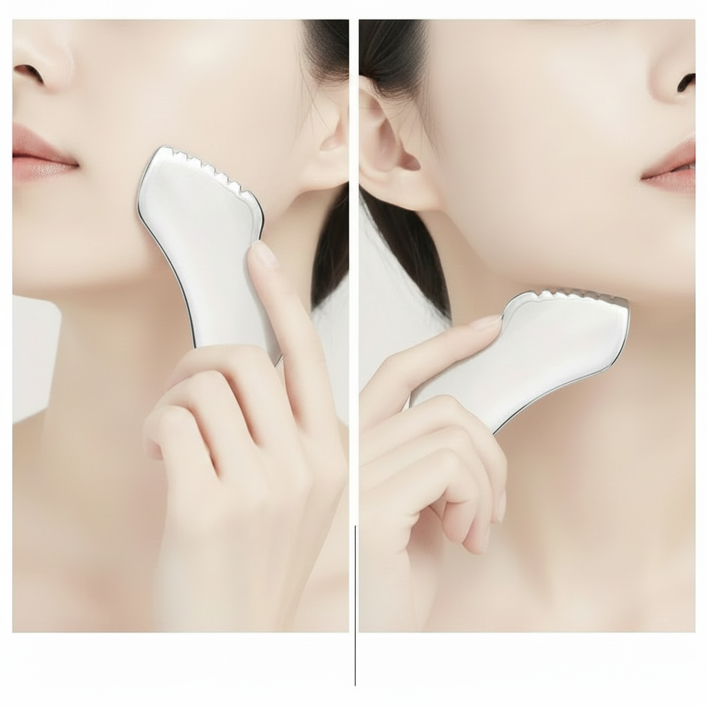 MONYA Metal Gua Sha | Edelstahl Facial Scraper für Jawline & Lifting