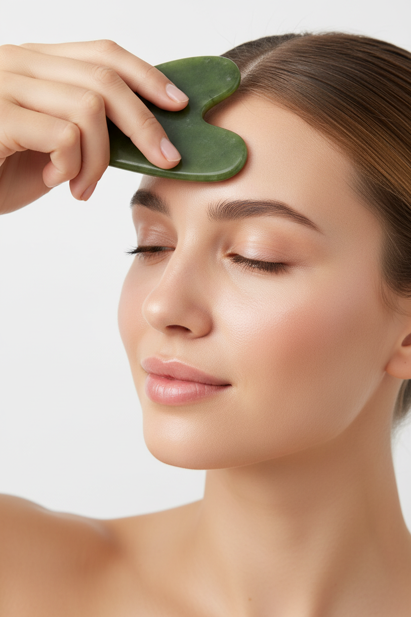 MONYA Jade Gua Sha Herz | Xiuyan Jade Massager für Gesicht, Hals & Lymphdrainage