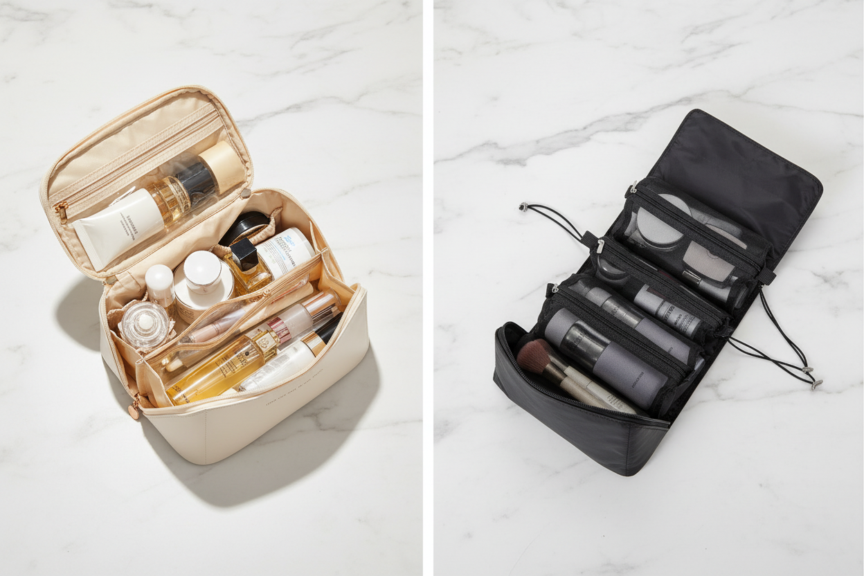Praktische Kosmetiktasche – Klassisch & Travel Edition | Schwarz, Weiß, Rosa, Braun, Lila