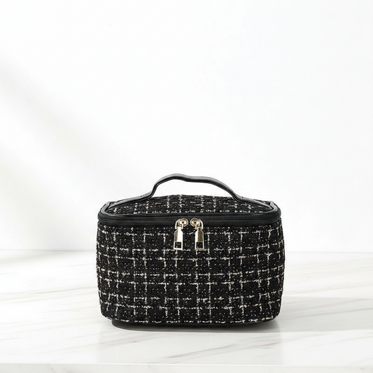 Luxus  Kosmetikkoffer – Große Make-up Tasche mit Doppelreißverschluss & Tragegriff | Beige, Schwarz, Rosa