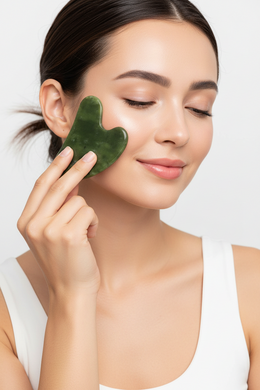 MONYA Jade Gua Sha Herz | Xiuyan Jade Massager für Gesicht, Hals & Lymphdrainage